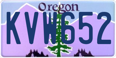 OR license plate KVW652