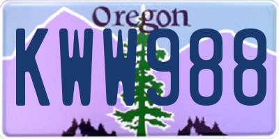 OR license plate KWW988