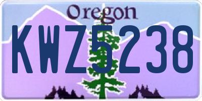 OR license plate KWZ5238