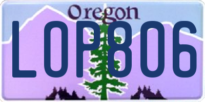 OR license plate LOP806