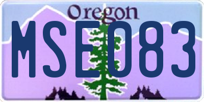 OR license plate MSE083