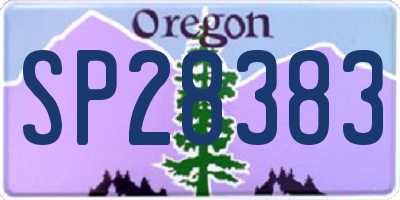 OR license plate SP28383