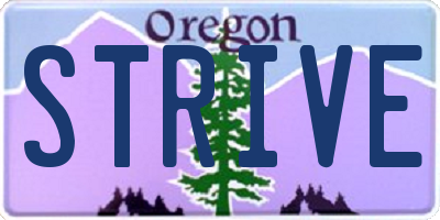 OR license plate STRIVE