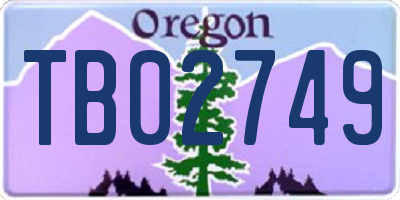 OR license plate TB02749