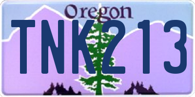 OR license plate TNK213