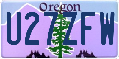 OR license plate U27ZFW