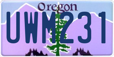 OR license plate UWM231