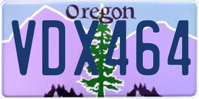 OR license plate VDX464