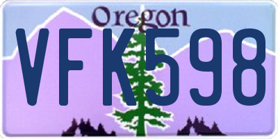 OR license plate VFK598
