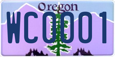 OR license plate WC0001