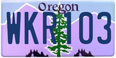 OR license plate WKR103