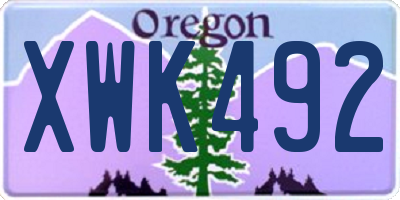 OR license plate XWK492