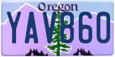 OR license plate YAV860