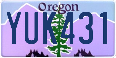 OR license plate YUK431