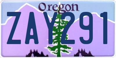 OR license plate ZAY291