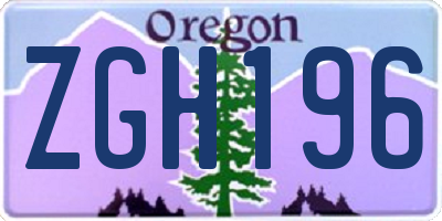 OR license plate ZGH196