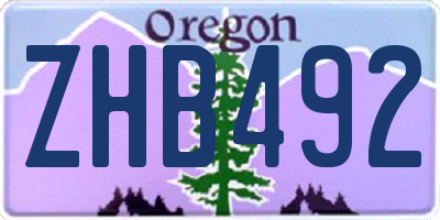 OR license plate ZHB492