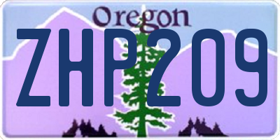 OR license plate ZHP209