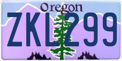 OR license plate ZKL299