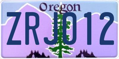 OR license plate ZRJ012