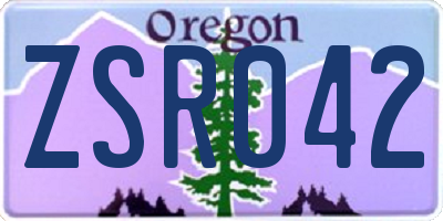 OR license plate ZSR042