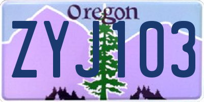 OR license plate ZYJ103