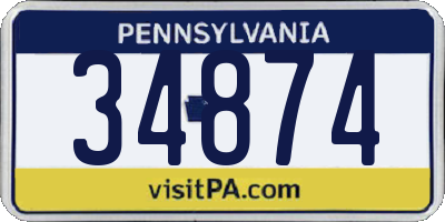 PA license plate 34874