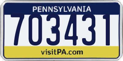 PA license plate 703431