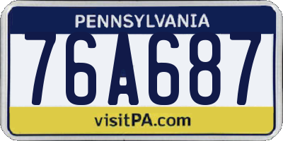 PA license plate 76A687