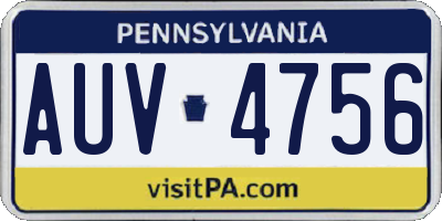 PA license plate AUV4756