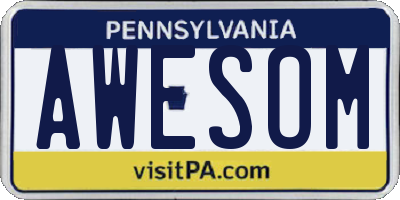 PA license plate AWESOM