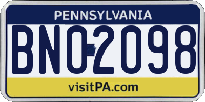 PA license plate BN02098