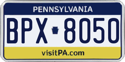 PA license plate BPX8050