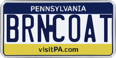 PA license plate BRNCOAT