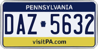 PA license plate DAZ5632