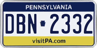 PA license plate DBN2332