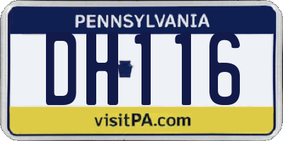 PA license plate DH116