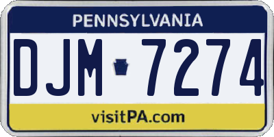 PA license plate DJM7274