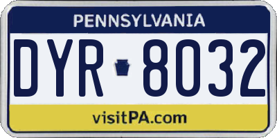 PA license plate DYR8032