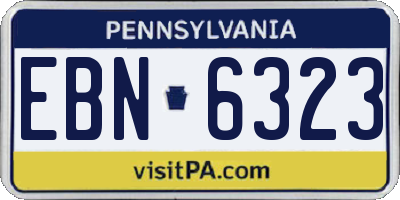 PA license plate EBN6323