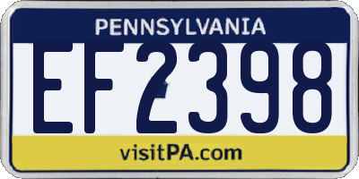 PA license plate EF2398