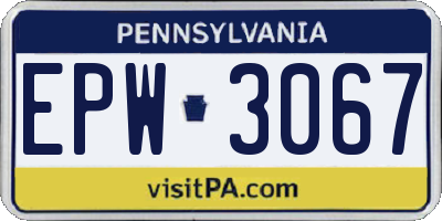 PA license plate EPW3067