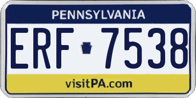 PA license plate ERF7538