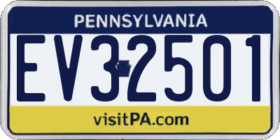 PA license plate EV32501