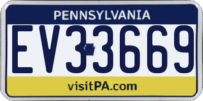 PA license plate EV33669