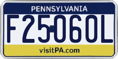 PA license plate F25060L