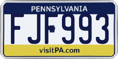 PA license plate FJF993
