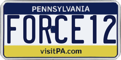 PA license plate FORCE12