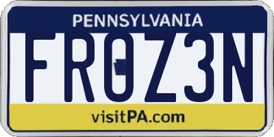 PA license plate FROZ3N