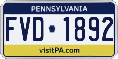 PA license plate FVD1892